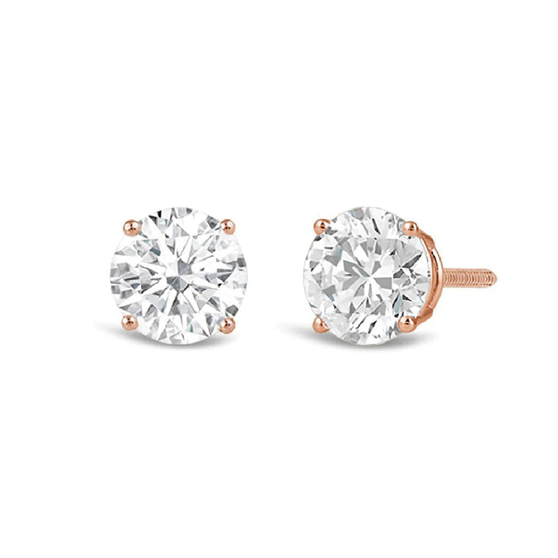 Classic Round Diamond Four Prong Studs Earrings (F+ SI+)