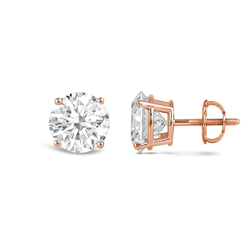 Classic Round Diamond Four Prong Studs Earrings (F+ SI+)