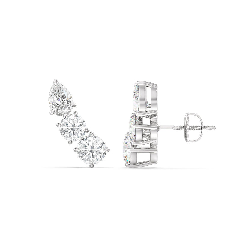 Trilogy Round and Pear Climber Earrings