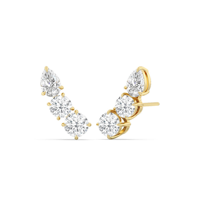 Trilogy Round and Pear Climber Earrings