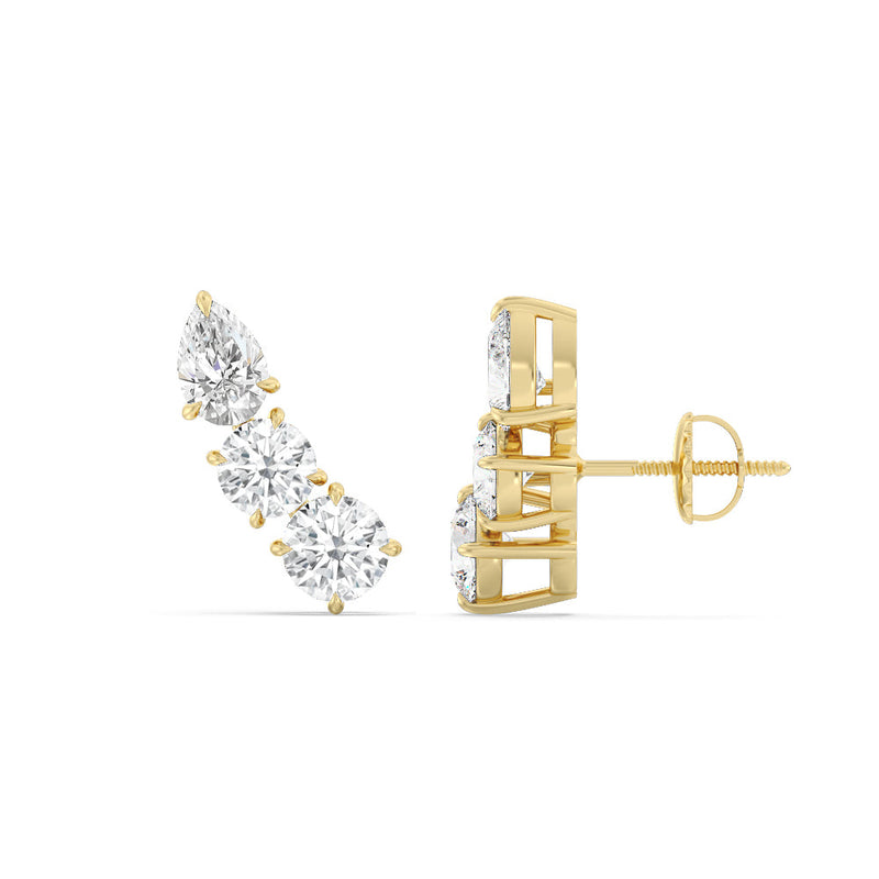 Trilogy Round and Pear Climber Earrings