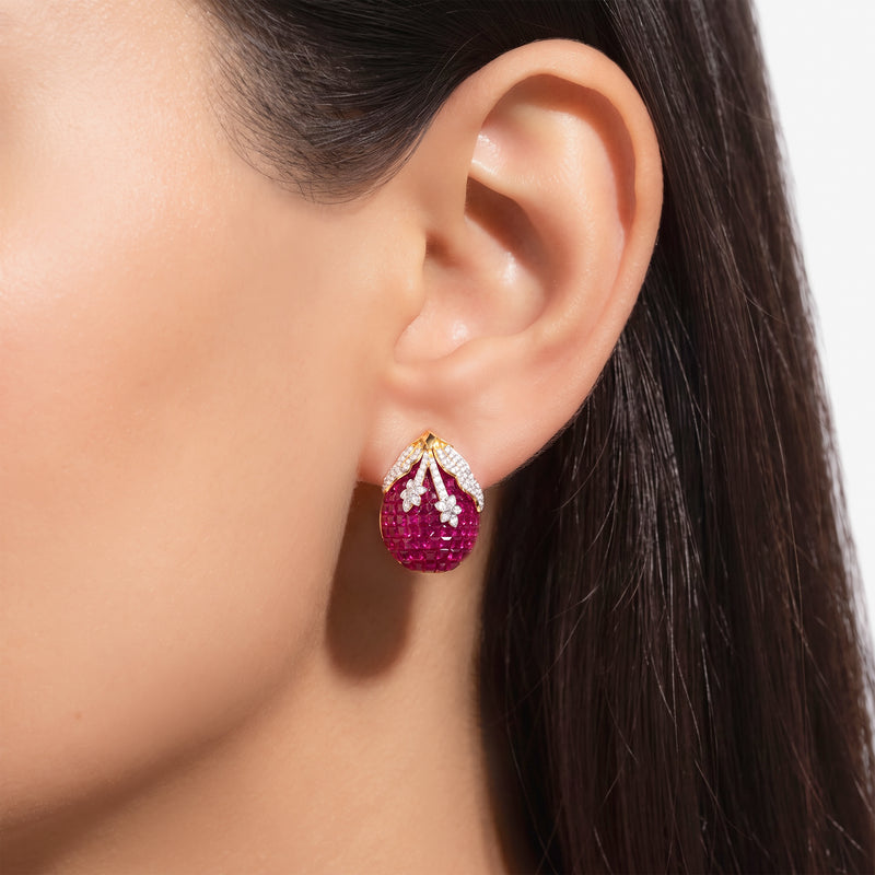 Veloura Ruby & Diamond Stud Earrings