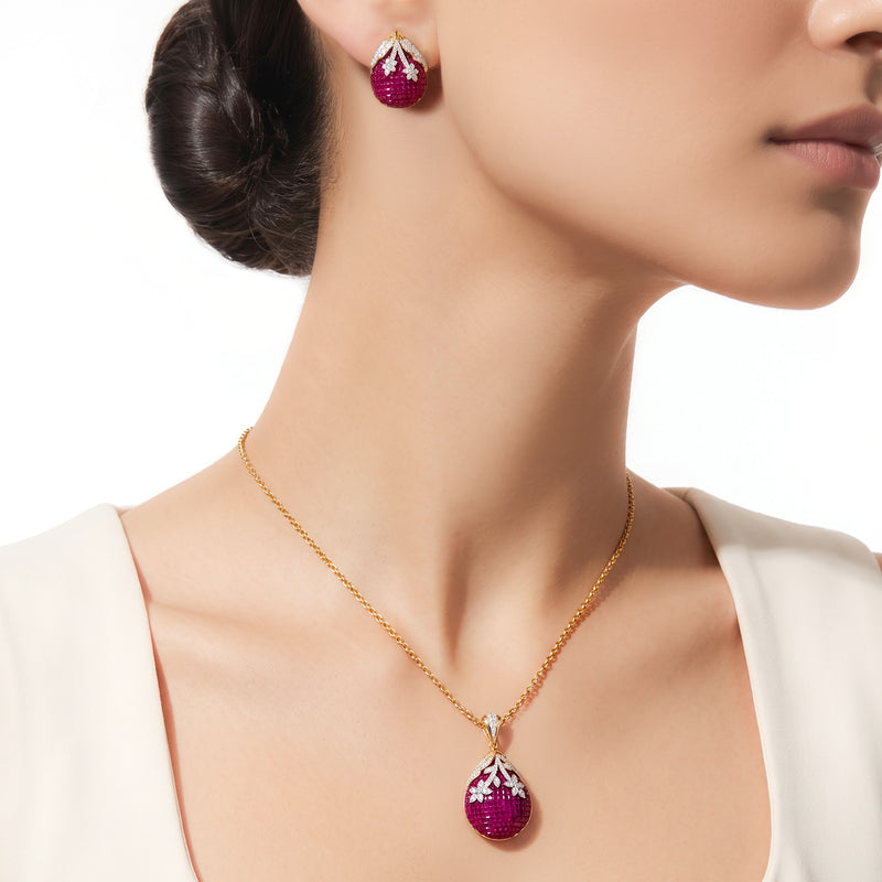 Veloura Ruby & Diamond Stud Earrings