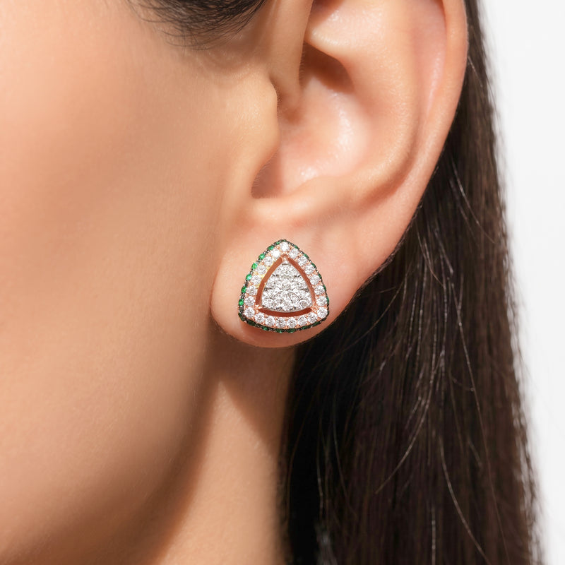 Praia Emerald & Diamond Stud Earrings