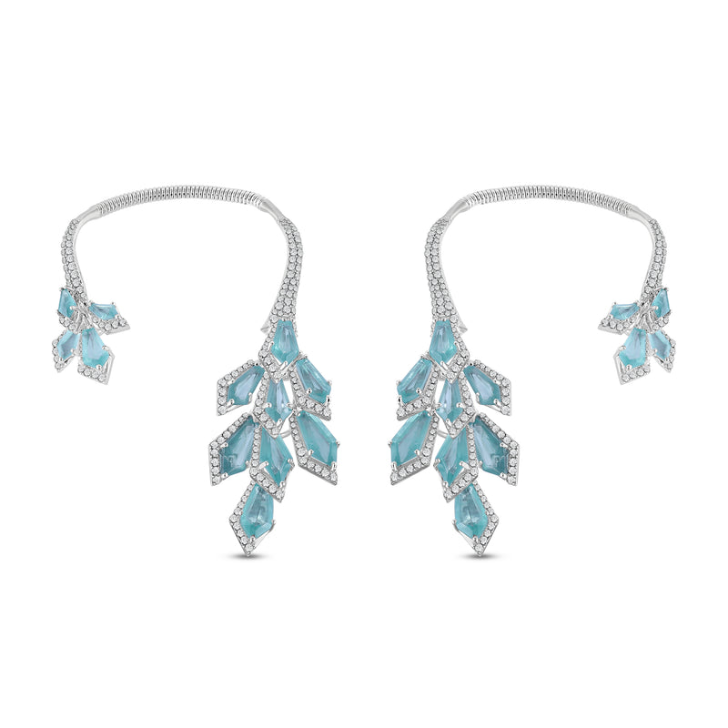 Alivra Emerald & Diamond Climber Earrings