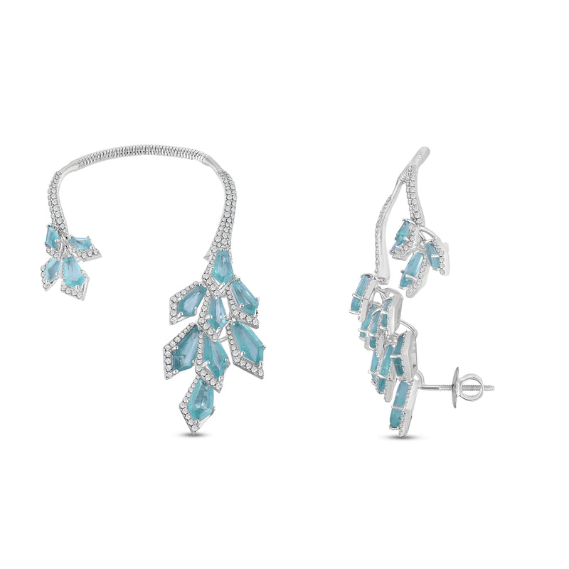 Alivra Emerald & Diamond Climber Earrings