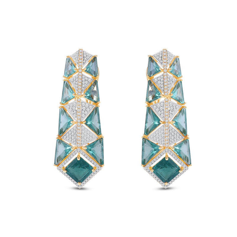 Klyne Emerald & Diamond Fashion Earrings