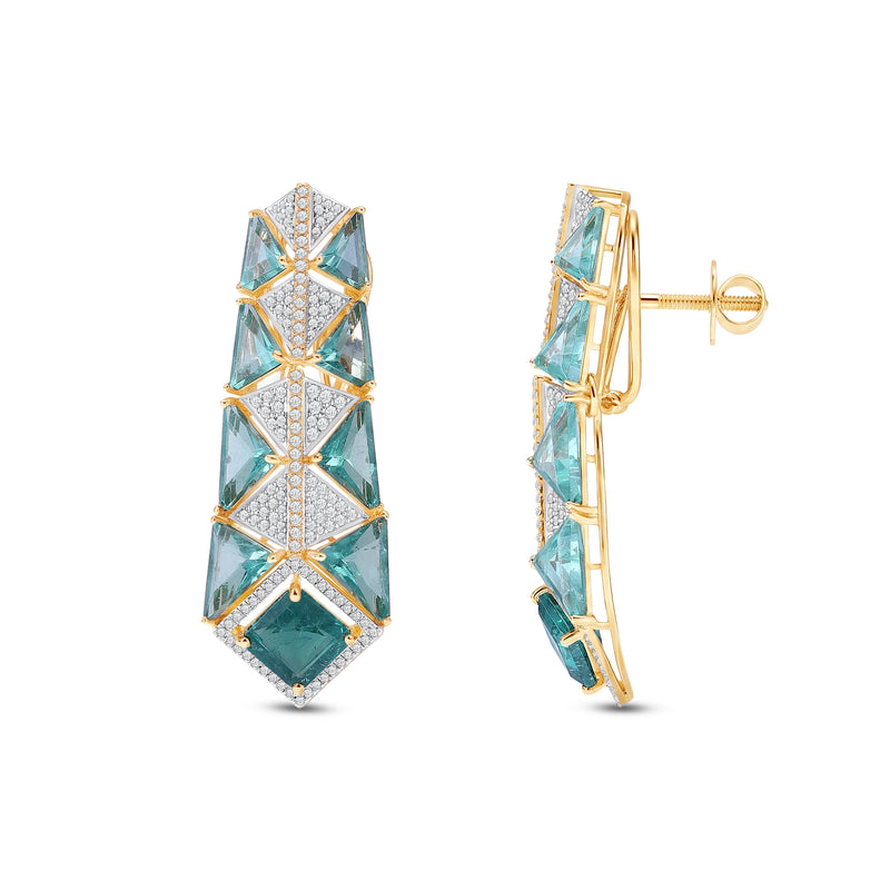 Klyne Emerald & Diamond Fashion Earrings