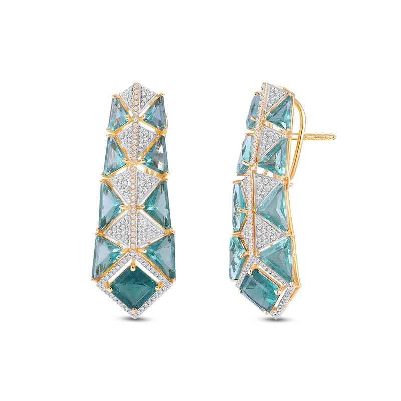 Klyne Emerald & Diamond Fashion Earrings