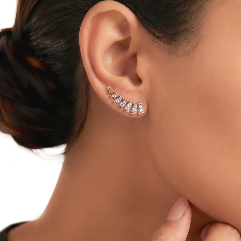 Crescia Diamond Climber Earrings