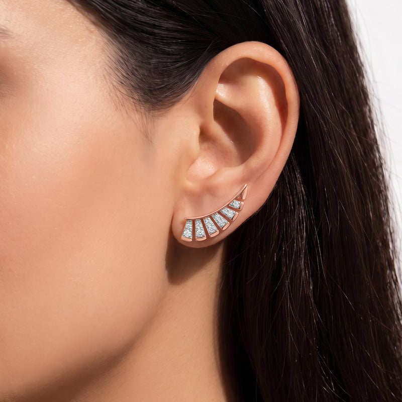 Crescia Diamond Climber Earrings