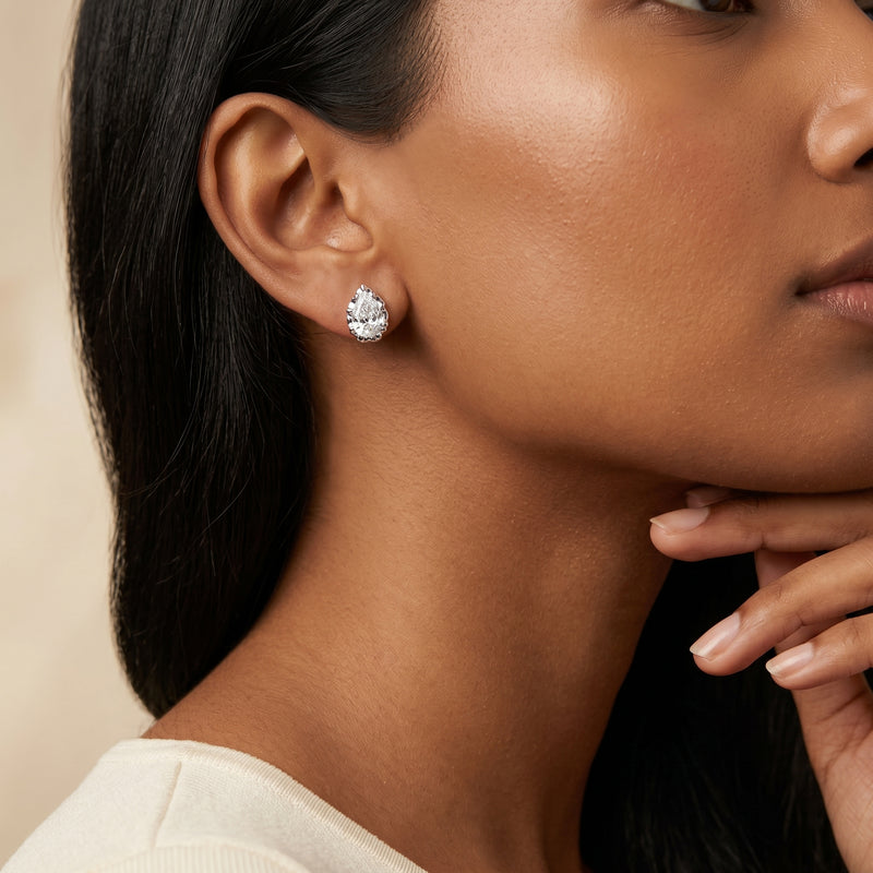 Icona Pear Solitaire Earrings