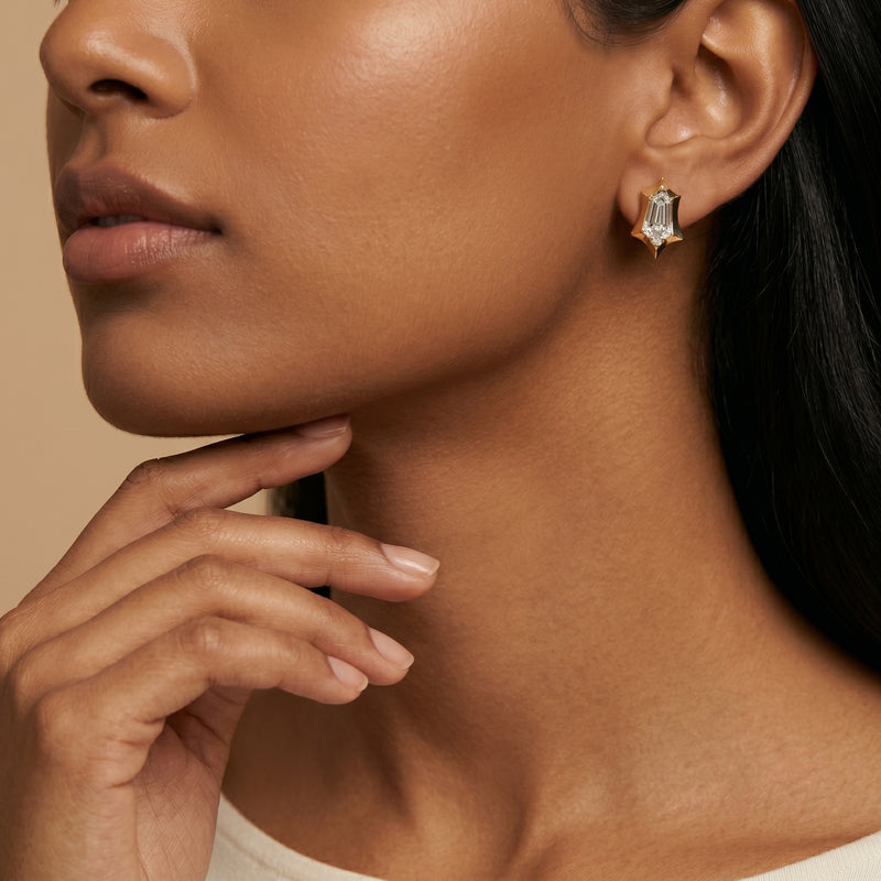 Marcelli Sheild Cut Solitaire Earrings