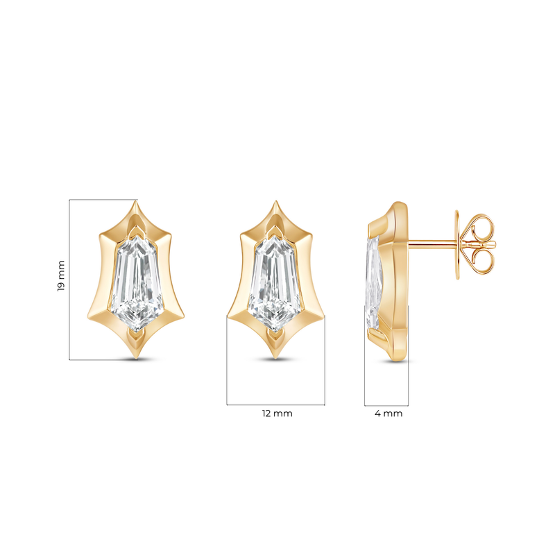 Marcelli Sheild Cut Solitaire Earrings
