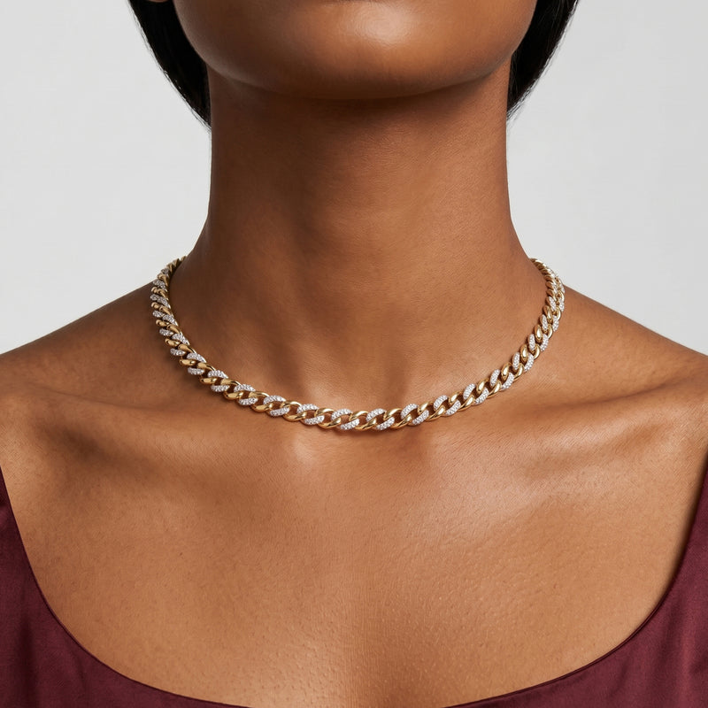 Aureo Alternating Diamond Cuban Necklace