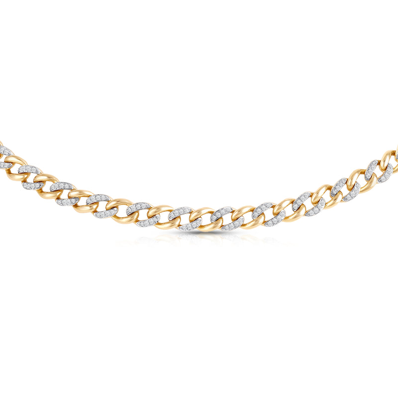 Aureo Alternating Diamond Cuban Necklace