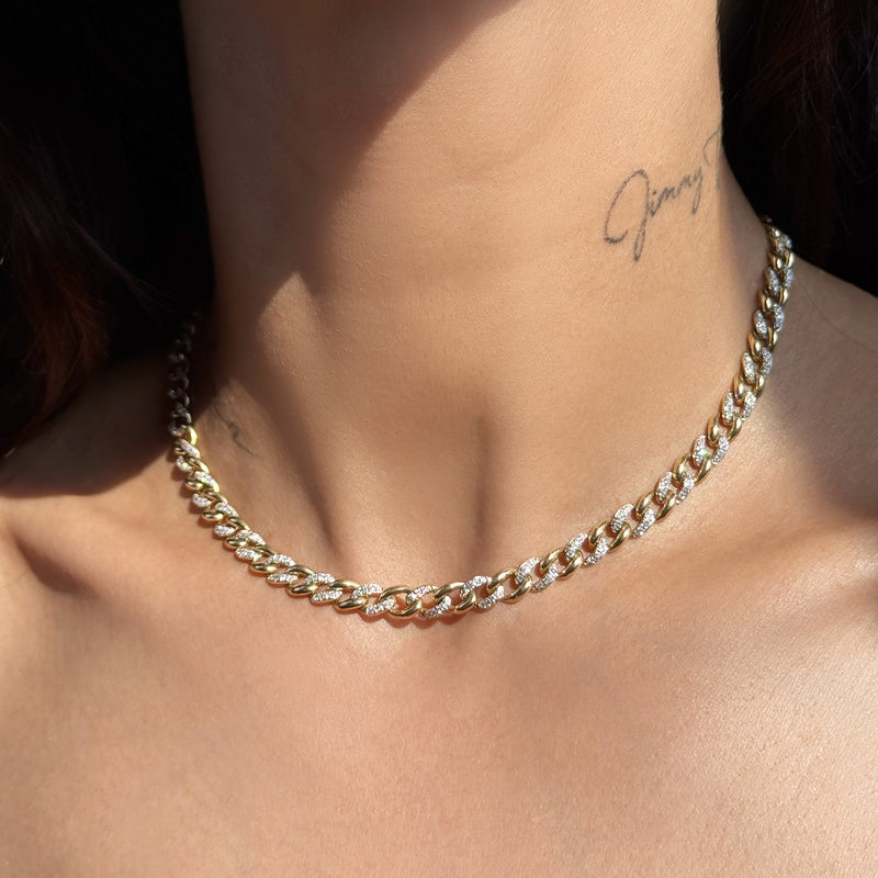 Aureo Alternating Diamond Cuban Necklace