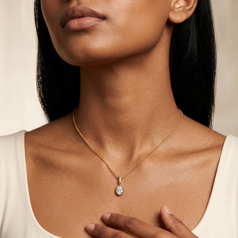 Icona Oval Solitaire Pendant