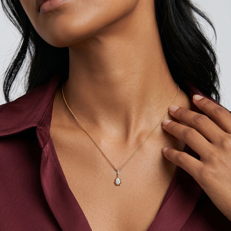 Marcelli Pear Lab Grown Diamond Solitaire Pendant