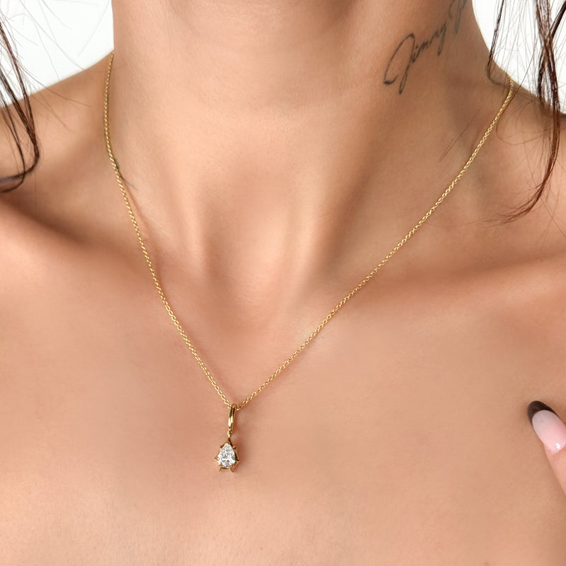 Marcelli Pear Lab Grown Diamond Solitaire Pendant