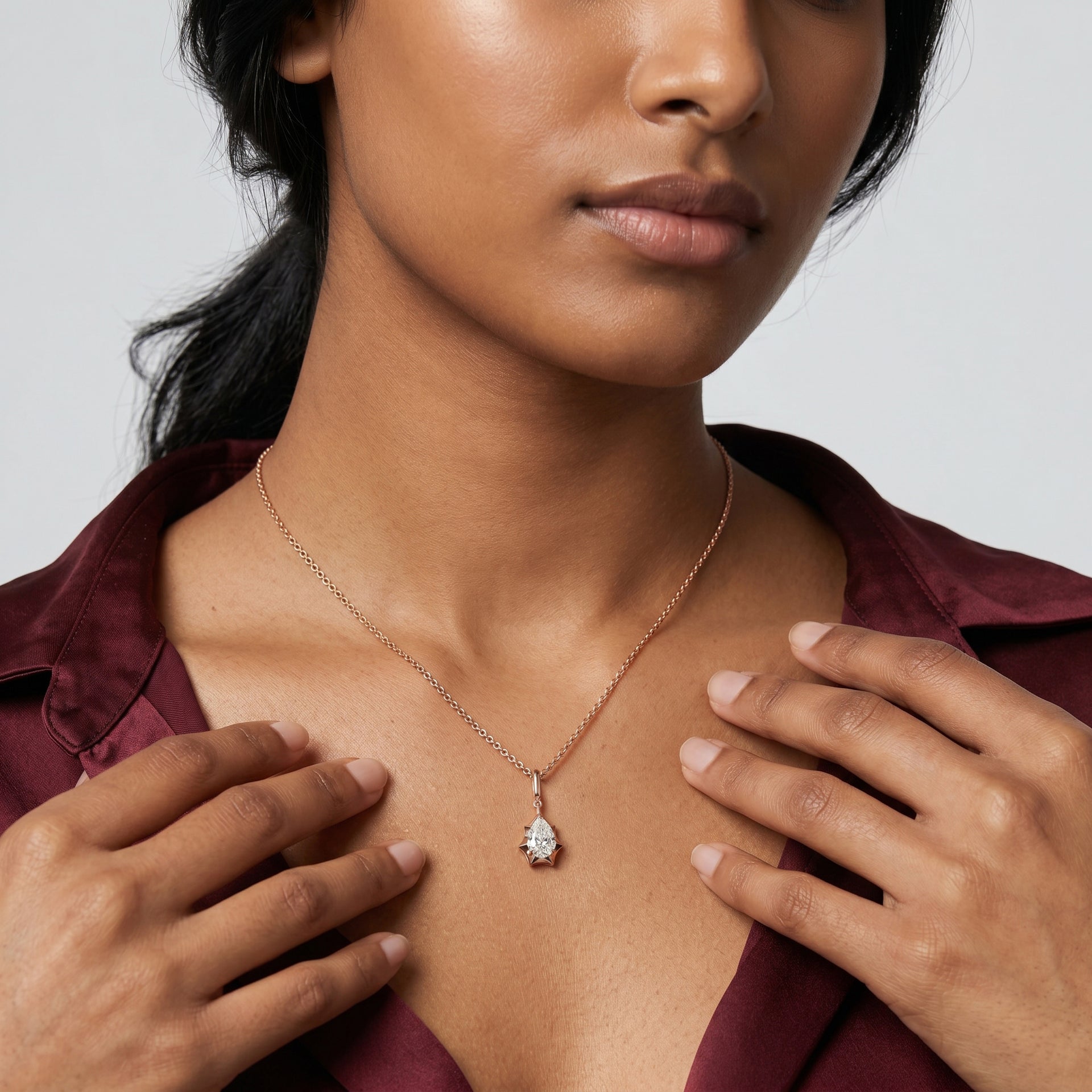 Marcelli Pear Solitaire Pendant