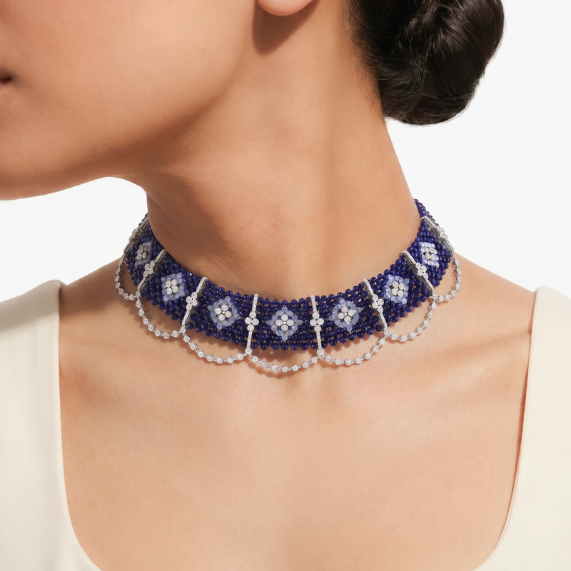 Sapphire Palmette Diamond Necklace