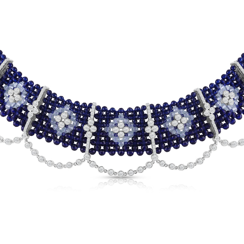 Sapphire Palmette Diamond Necklace