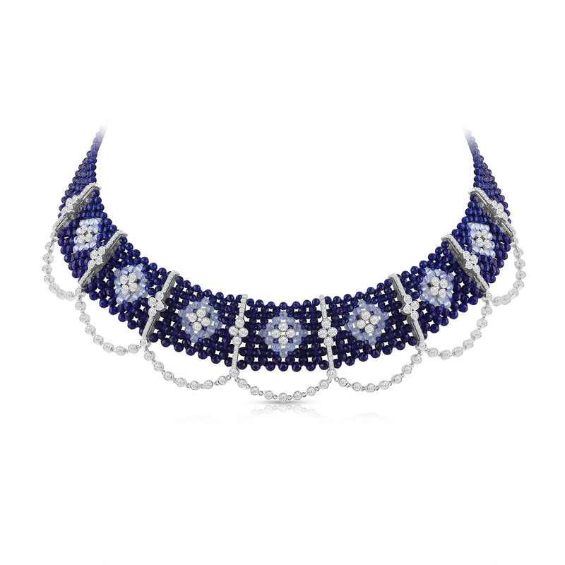 Sapphire Palmette Diamond Necklace
