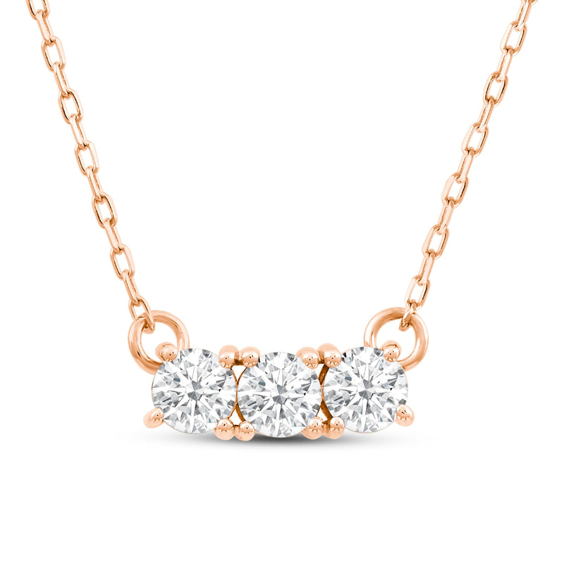 Dainty Three Stone Diamond Necklace