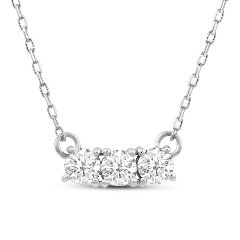 Dainty Three Stone Diamond Necklace
