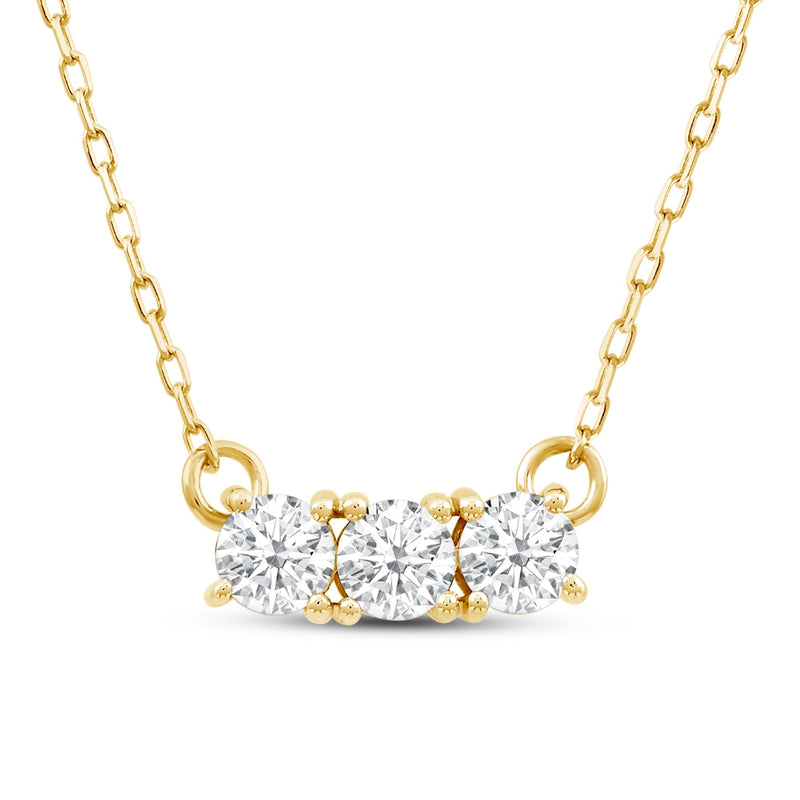 Dainty Three Stone Diamond Necklace