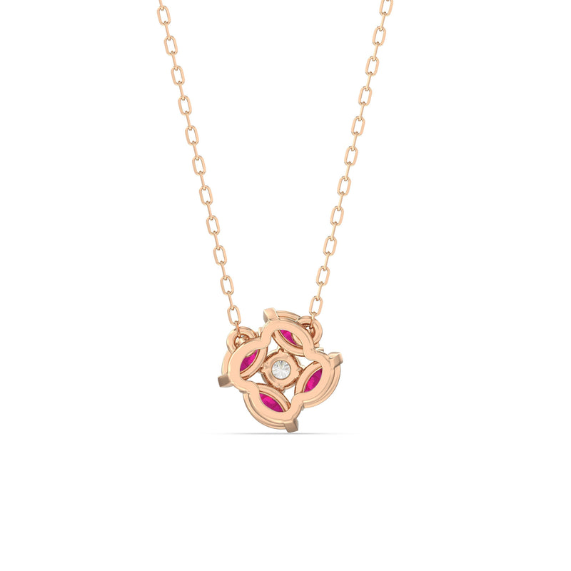 Ruby and Diamond Hydrangea Necklace