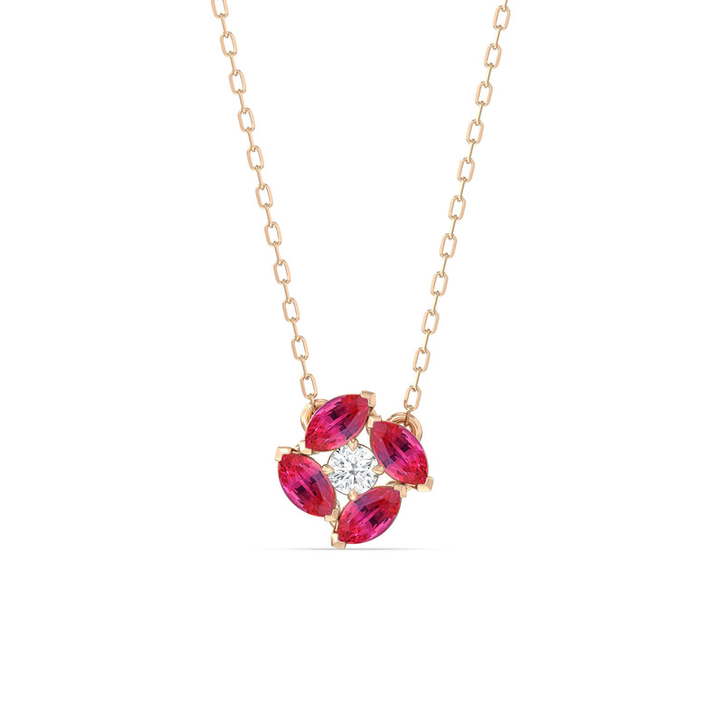 Ruby and Diamond Hydrangea Necklace
