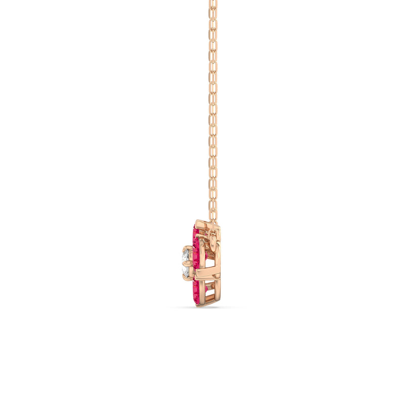 Ruby and Diamond Hydrangea Necklace