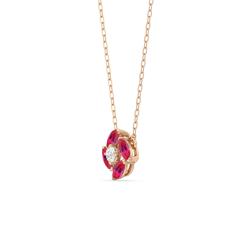 Ruby and Diamond Hydrangea Necklace