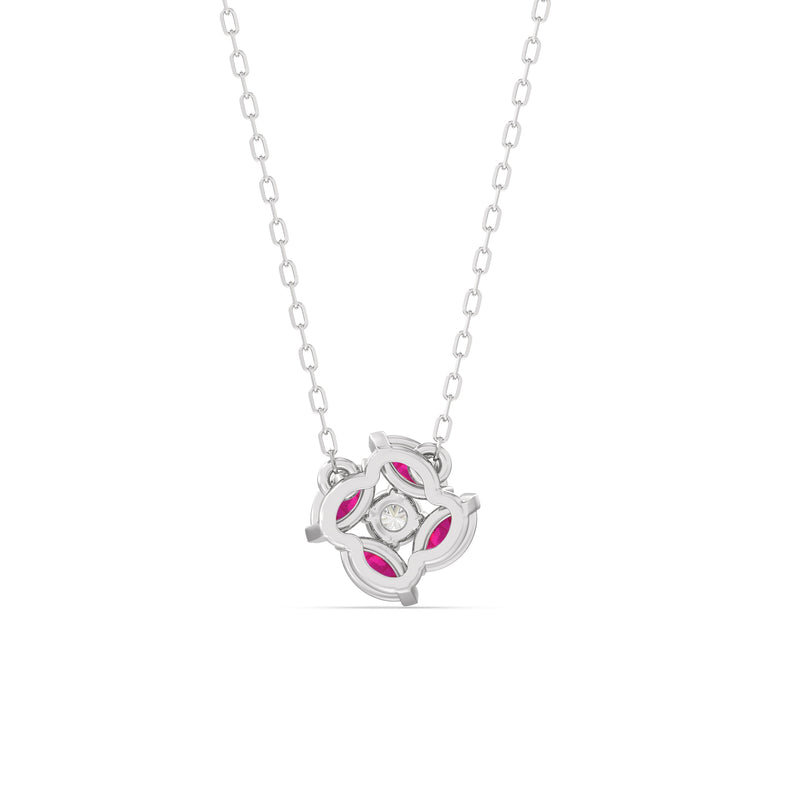 Ruby and Diamond Hydrangea Necklace