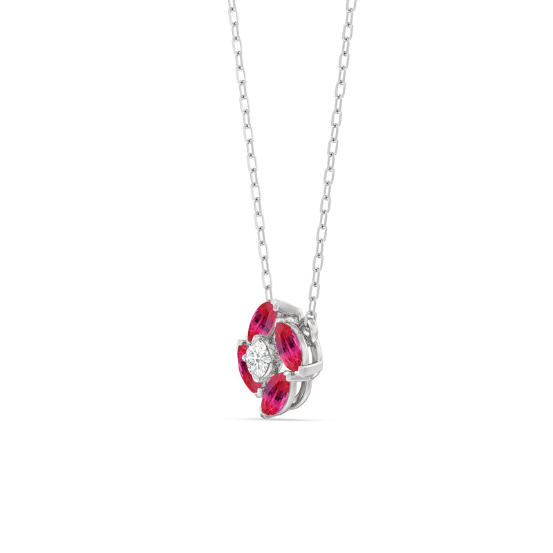 Ruby and Diamond Hydrangea Necklace