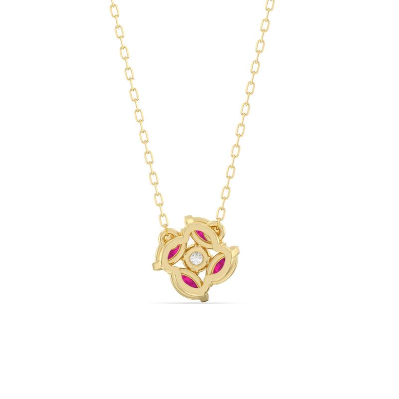 Ruby and Diamond Hydrangea Necklace