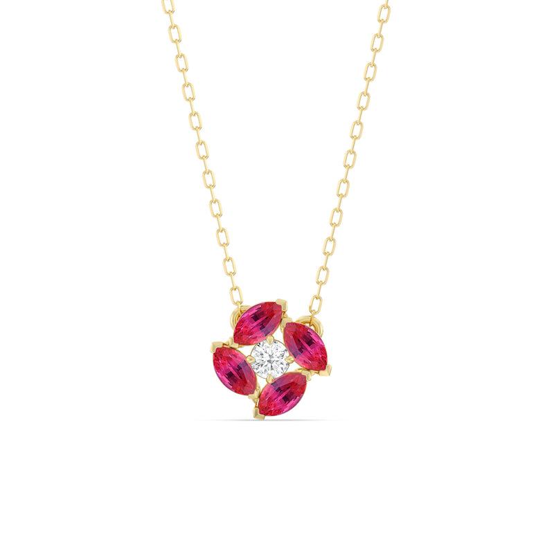 Ruby and Diamond Hydrangea Necklace