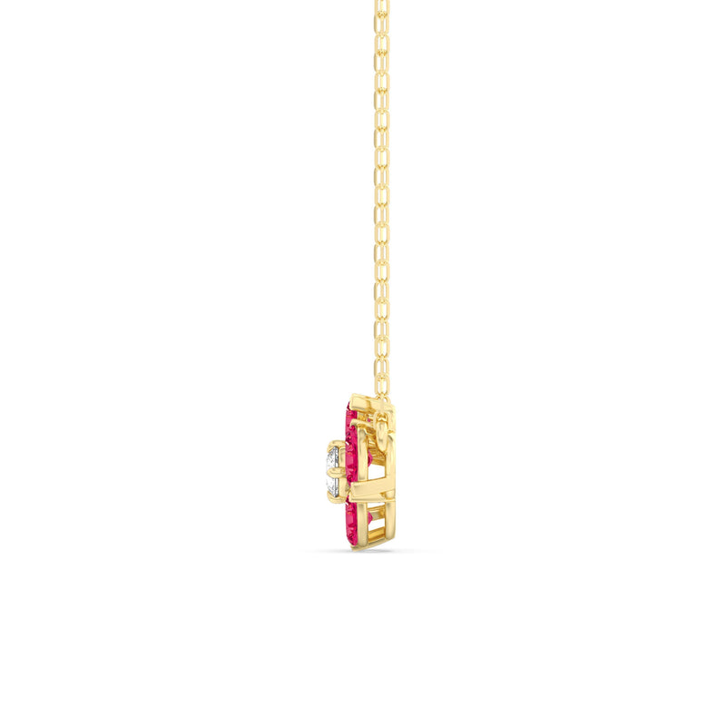 Ruby and Diamond Hydrangea Necklace