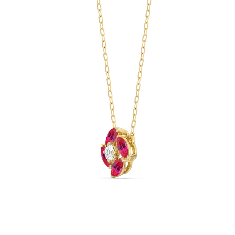 Ruby and Diamond Hydrangea Necklace