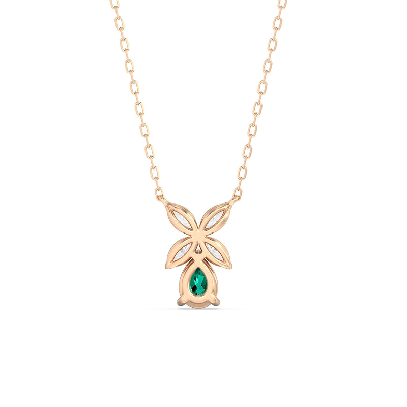 Emerald and Diamond Tulip Drop Necklace