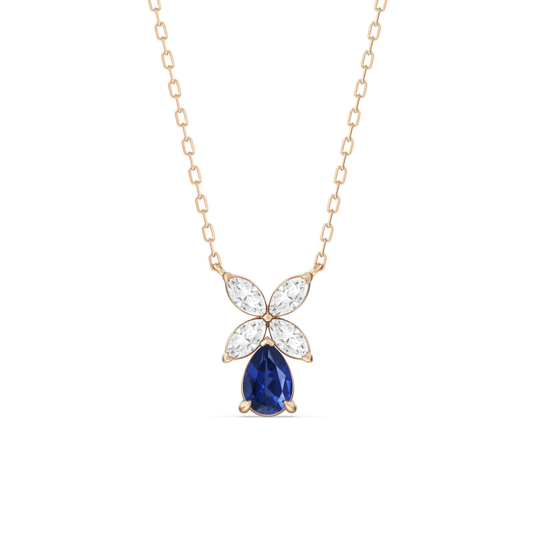 Sapphire and Diamond Tulip Drop Necklace