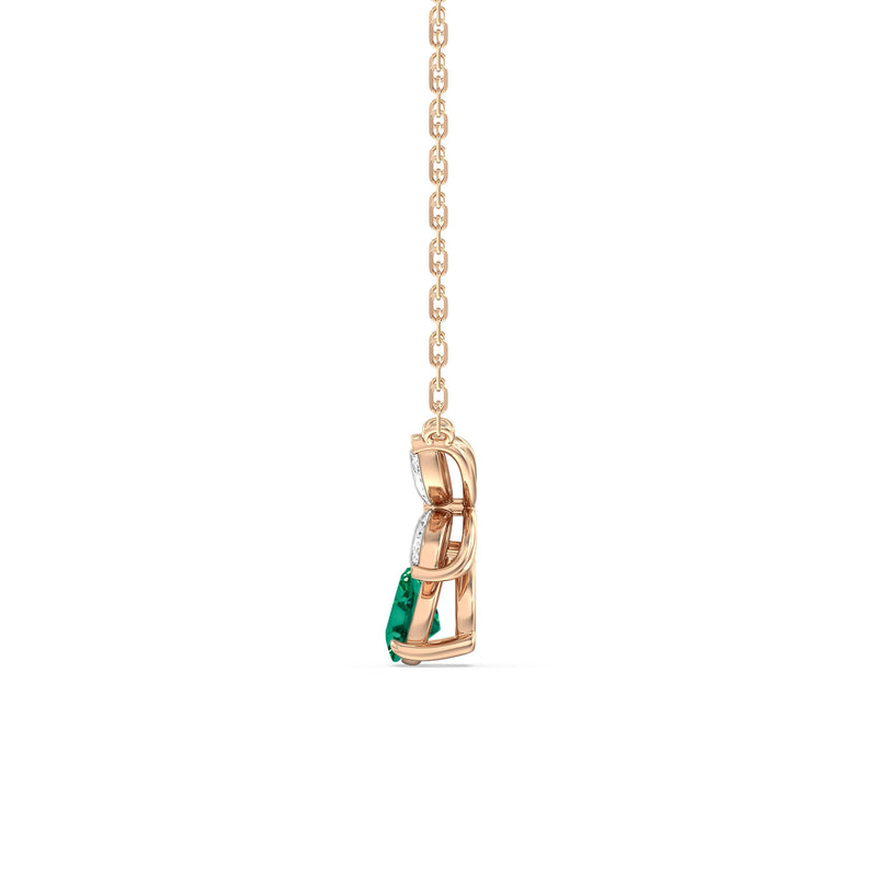 Emerald and Diamond Tulip Drop Necklace