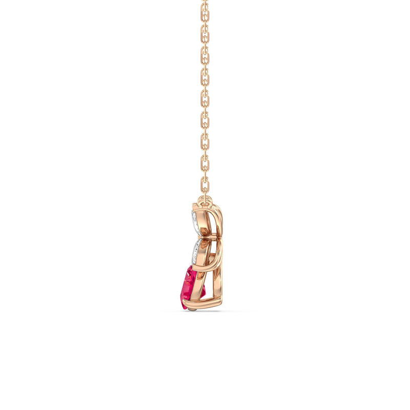 Ruby and Diamond Tulip Drop Necklace