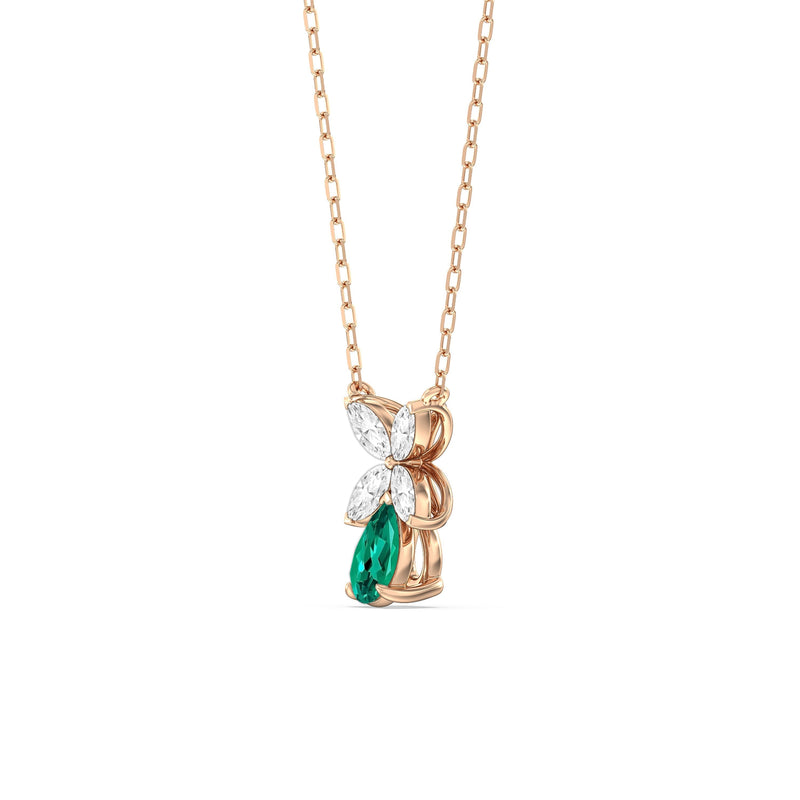 Emerald and Diamond Tulip Drop Necklace