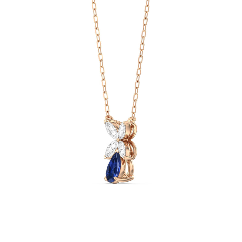 Sapphire and Diamond Tulip Drop Necklace