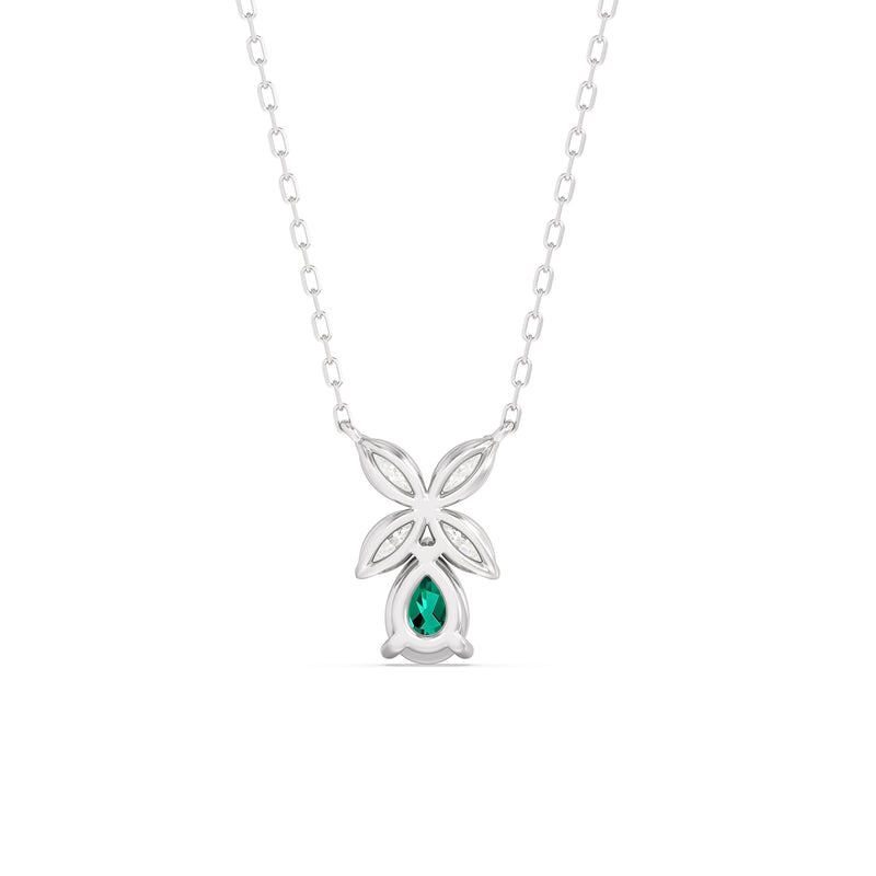 Emerald and Diamond Tulip Drop Necklace