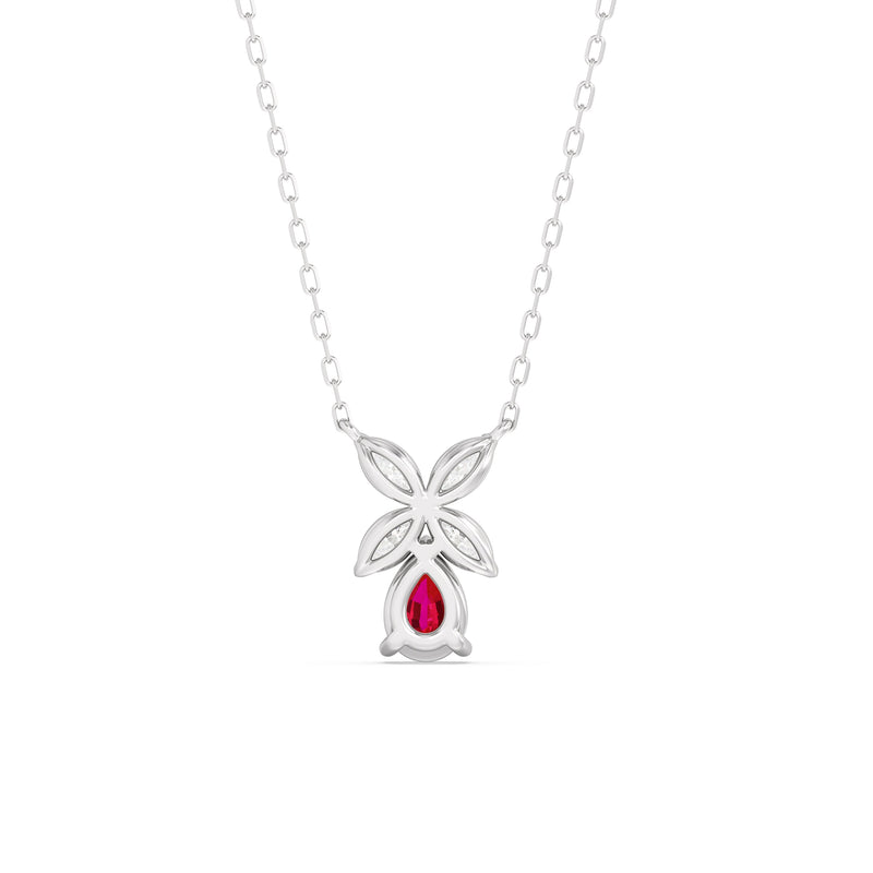 Ruby and Diamond Tulip Drop Necklace