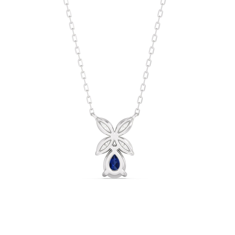 Sapphire and Diamond Tulip Drop Necklace